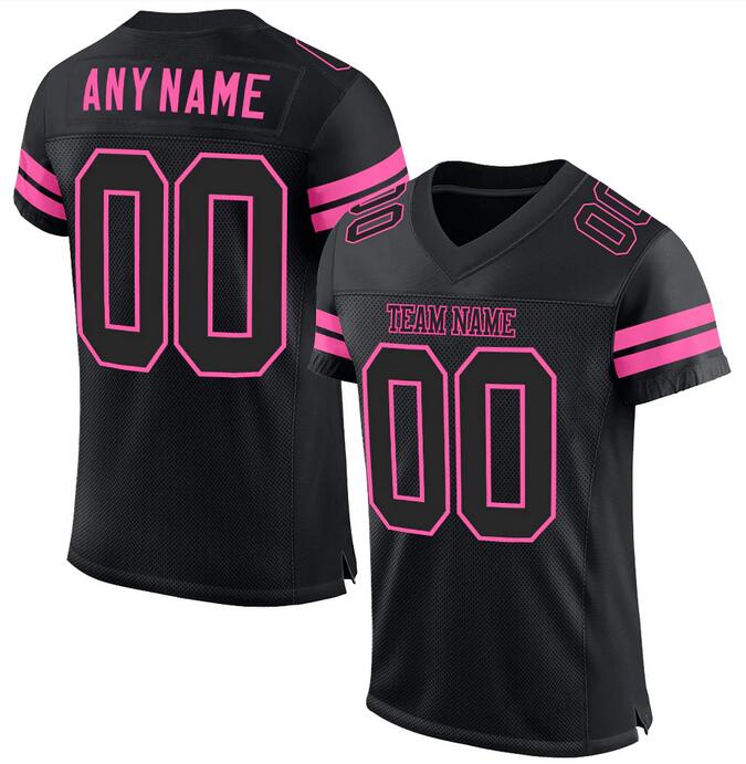 Men's Black/Pink Customized Stitched Football Jersey